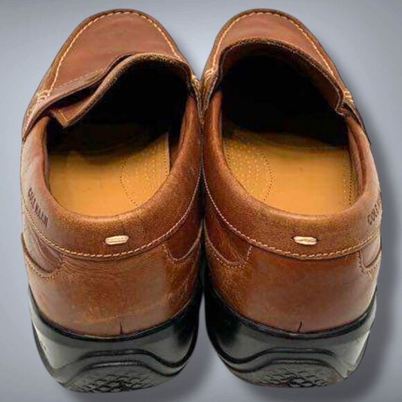 Men\'s Size 9.5 COLE HAAN GRAND OS Pinch Brown Leather Penny Loafers VGUC main image 4